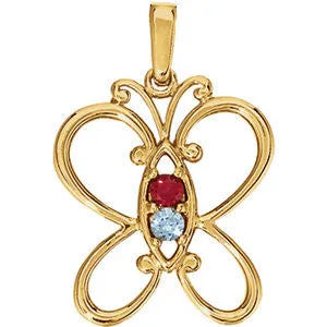 Butterfly Mother's Family Birthstone Pendant or Necklace
