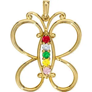 Butterfly Mother's Family Birthstone Pendant or Necklace