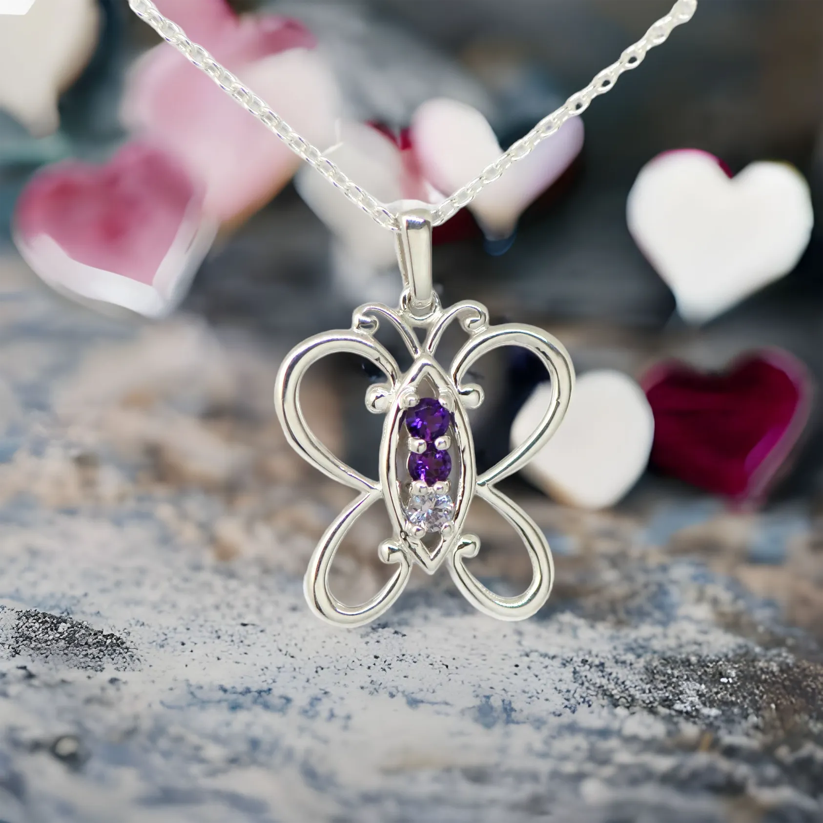 Butterfly Mother's Family Birthstone Pendant or Necklace