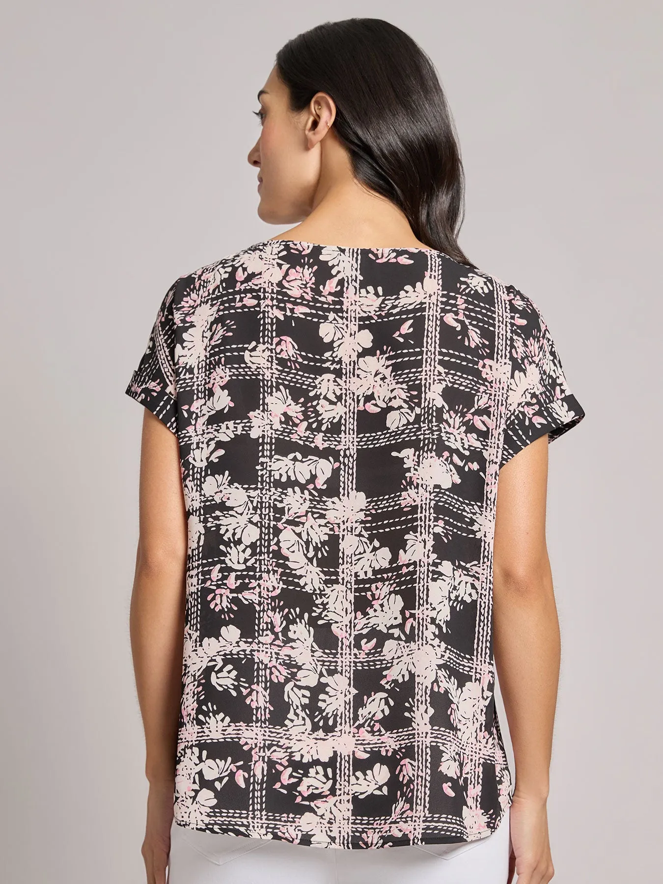 Button Detail Blouse, Crepe de Chine