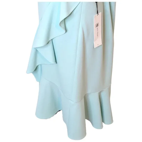 CALVIN KLEIN Women's Plus Faux Wrap Crepe Tulip Hem Skirt Size 14 New Light Teal