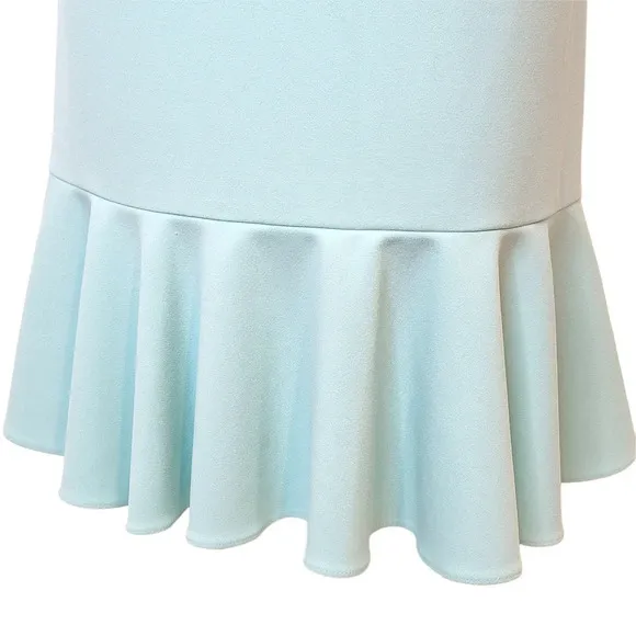 CALVIN KLEIN Women's Plus Faux Wrap Crepe Tulip Hem Skirt Size 14 New Light Teal