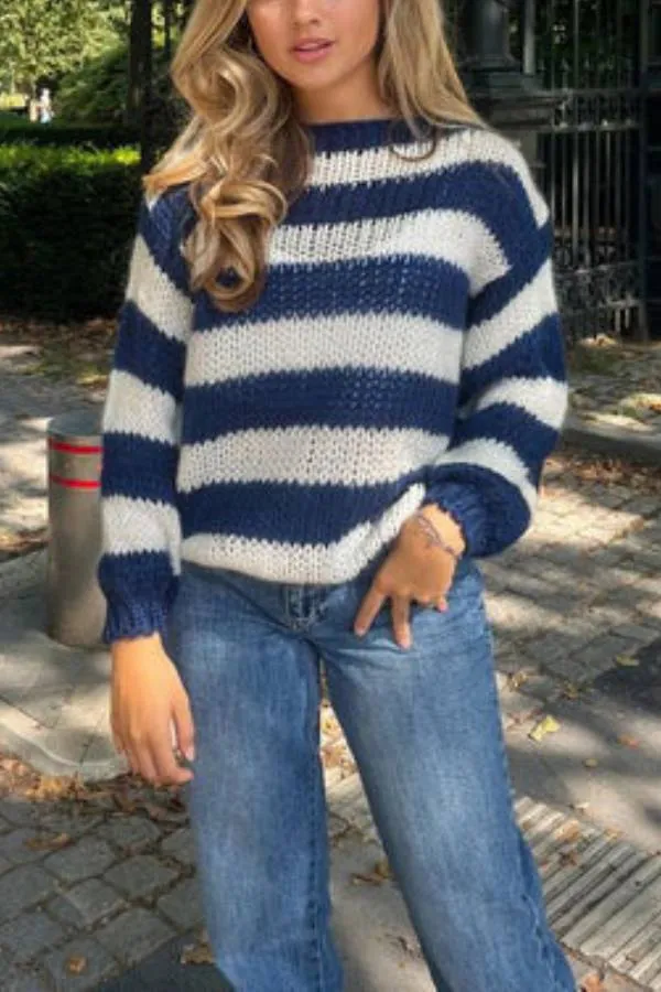 Candy Navy™ | Women's Knit Jumper | Soft Fabric, Striped Design & Cozy Fit