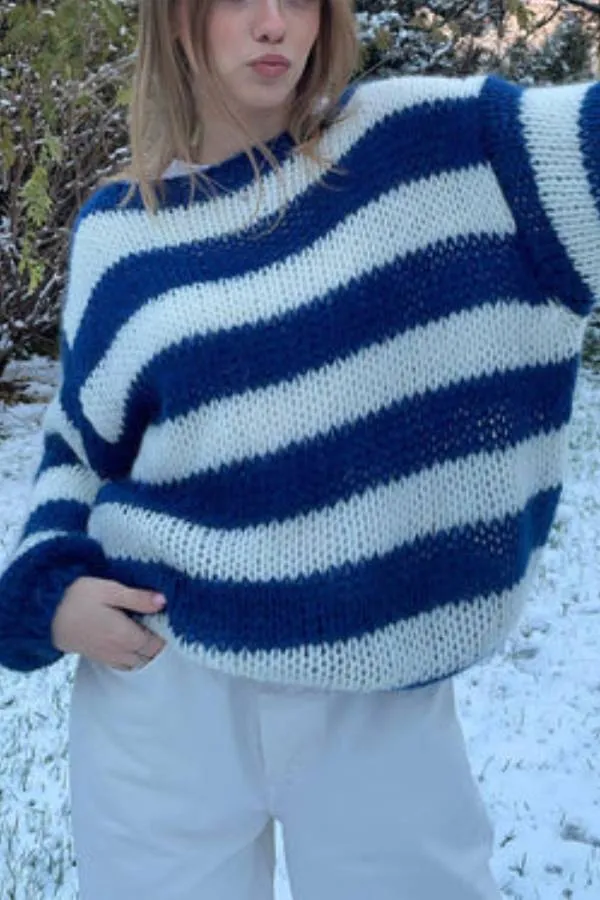 Candy Navy™ | Women's Knit Jumper | Soft Fabric, Striped Design & Cozy Fit