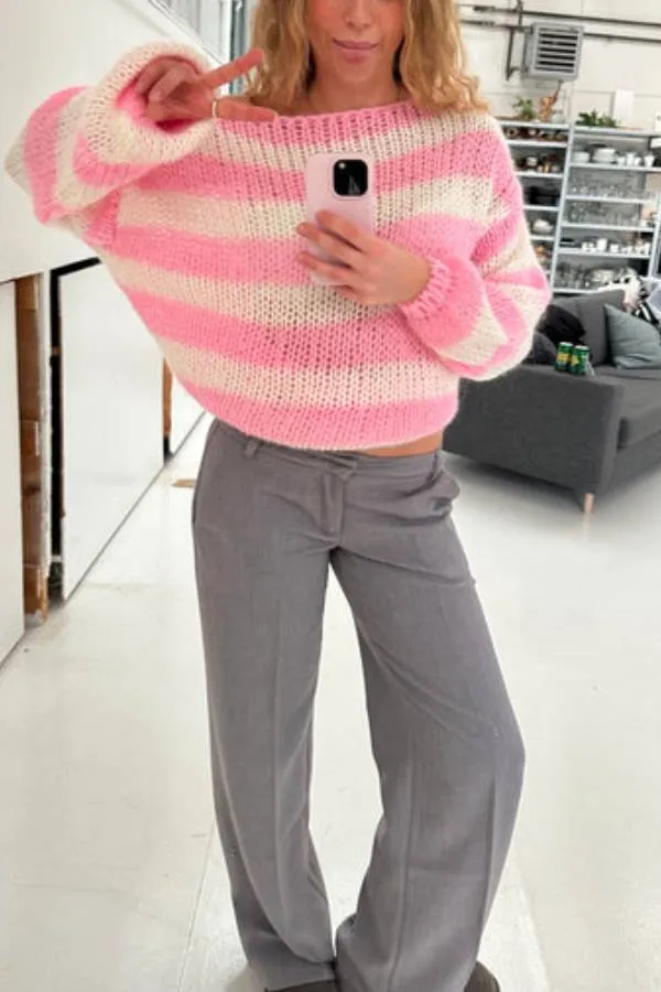 Candy Navy™ | Women's Knit Jumper | Soft Fabric, Striped Design & Cozy Fit