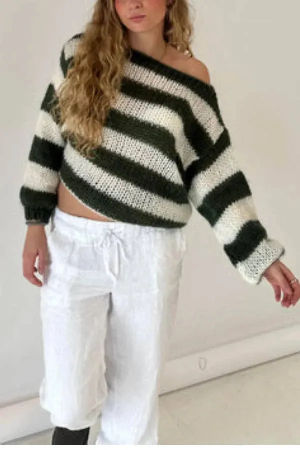 Candy Navy™ | Women's Knit Jumper | Soft Fabric, Striped Design & Cozy Fit