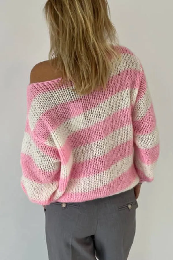 Candy Navy™ | Women's Knit Jumper | Soft Fabric, Striped Design & Cozy Fit