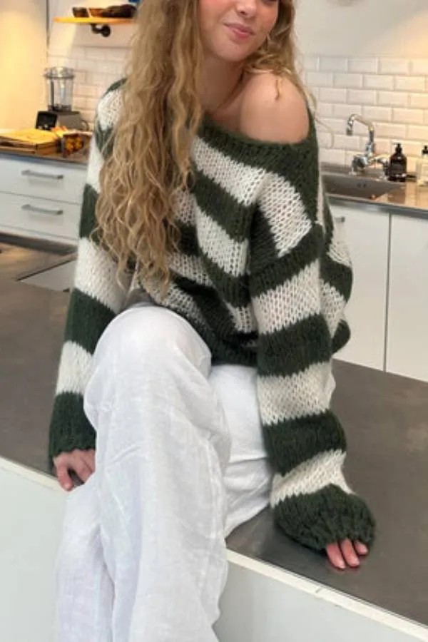 Candy Navy™ | Women's Knit Jumper | Soft Fabric, Striped Design & Cozy Fit