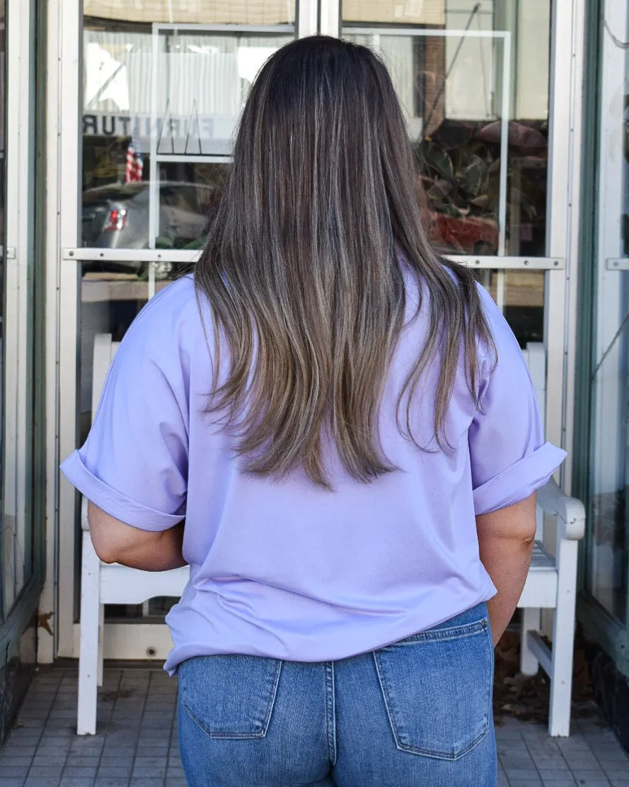 CARA COLLARED TOP - LAVENDER -  REG/CURVY