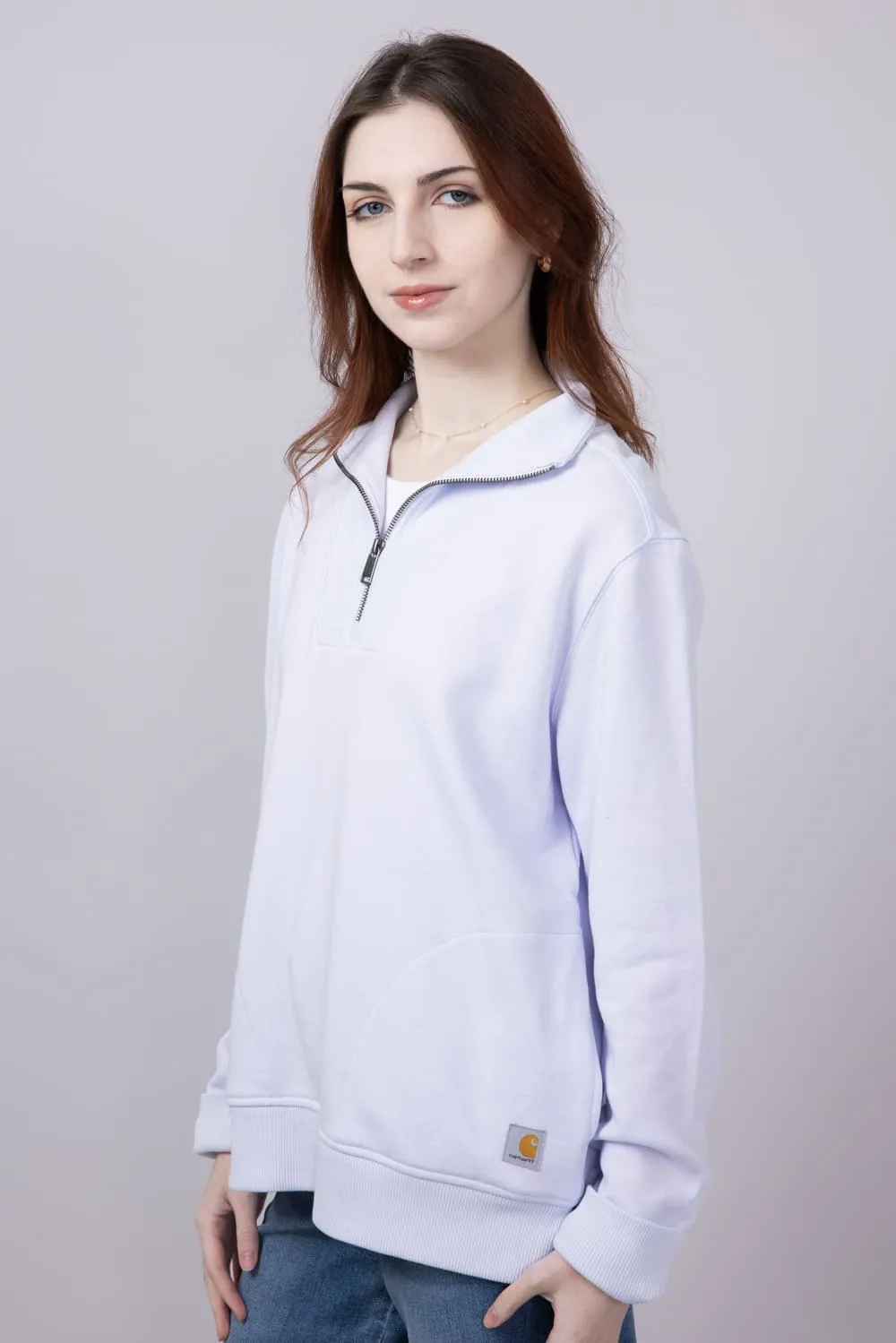 Carhartt Tencel Relaxed Fit Half Zip Sweatshirt for Women in Fresh Lavender | 106451-V84