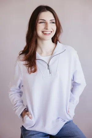Carhartt Tencel Relaxed Fit Half Zip Sweatshirt for Women in Fresh Lavender | 106451-V84