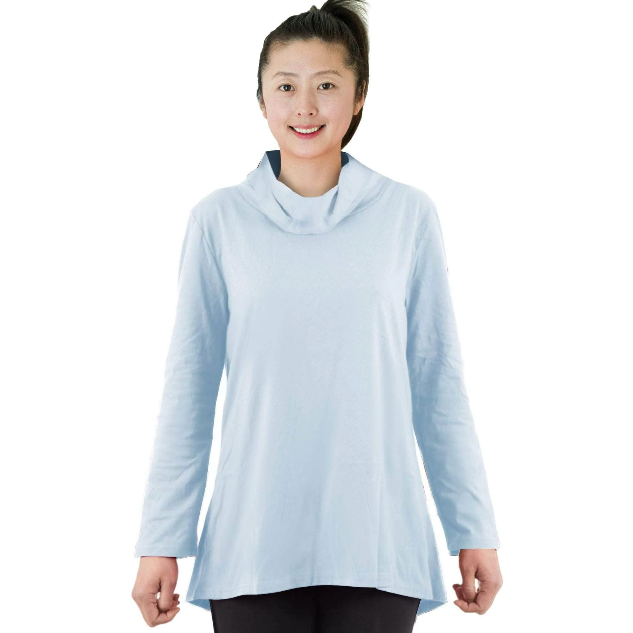 CC Women's Eliana Long Sleeve Cowl Neck Top - Cornflower Blue