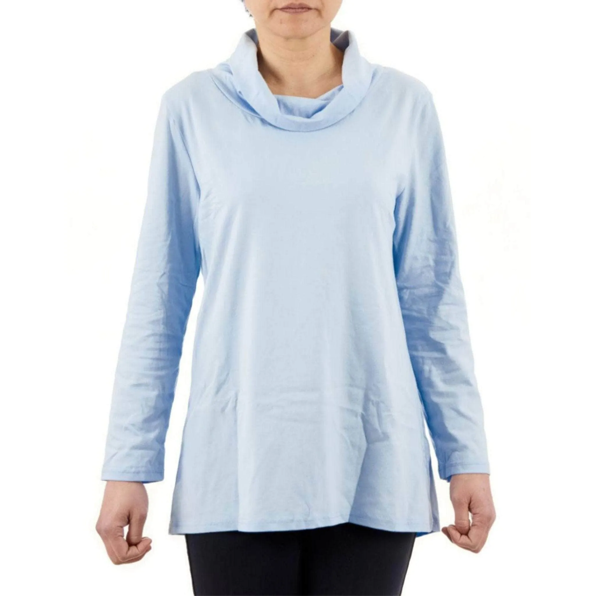 CC Women's Eliana Long Sleeve Cowl Neck Top - Cornflower Blue