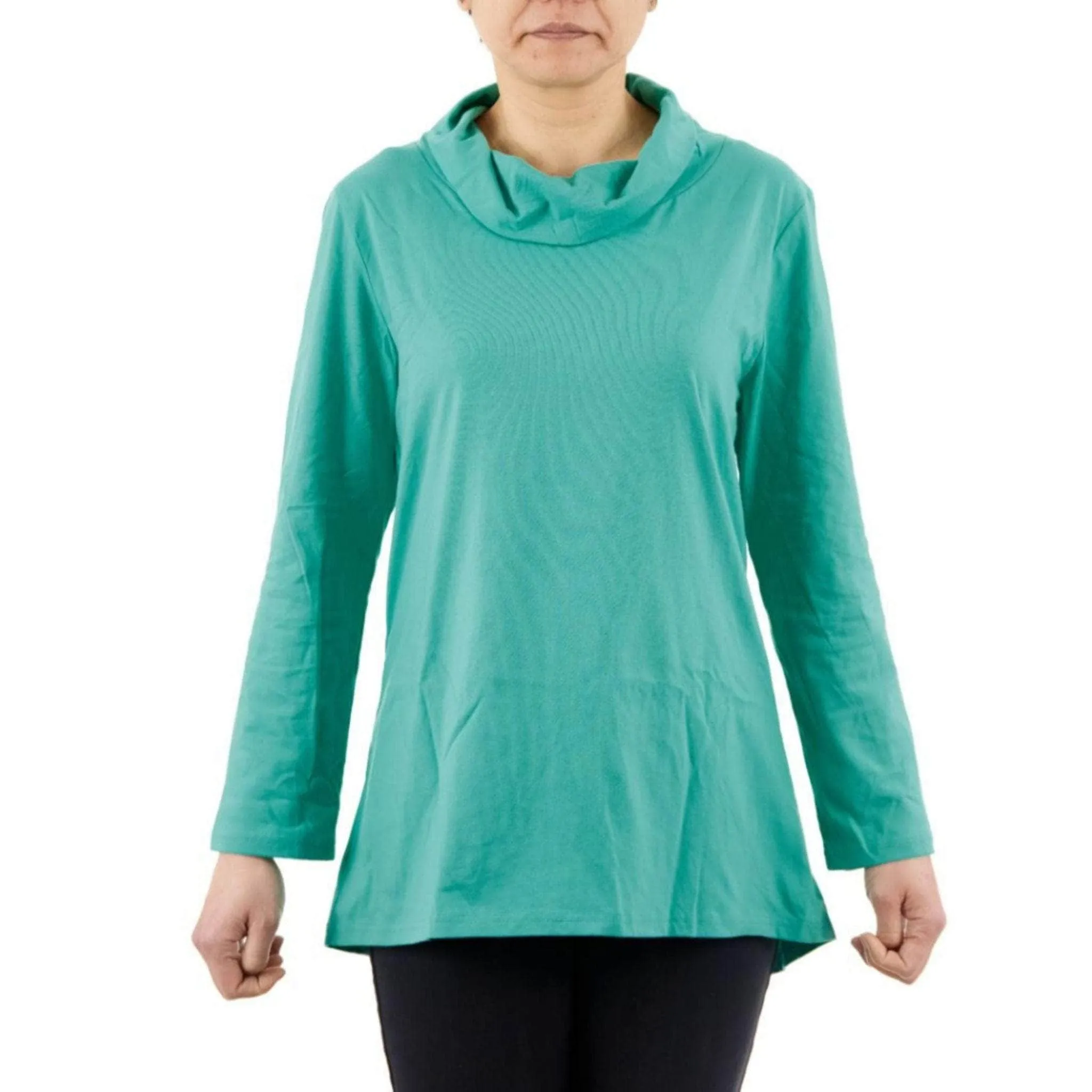 CC Women's Eliana Long Sleeve Cowl Neck Top - Green