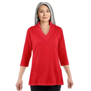 CC Women's Elizabeth 3/4 Sleeve V-Neck Top - Red
