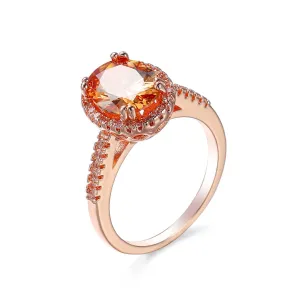 Champagne Crystal & Cubic Zirconia Oval Channel Ring