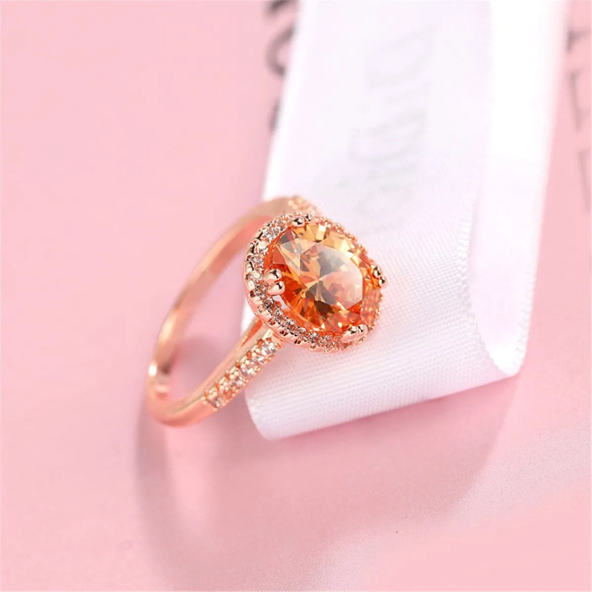 Champagne Crystal & Cubic Zirconia Oval Channel Ring