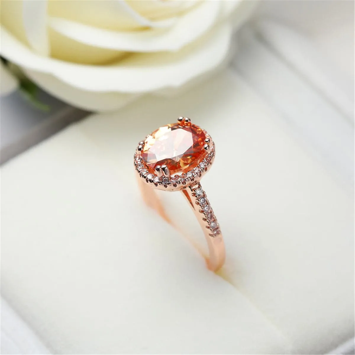 Champagne Crystal & Cubic Zirconia Oval Channel Ring