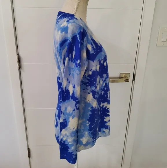 Charter Club Cashmere Tie-Dyed Blue Sweater Size L