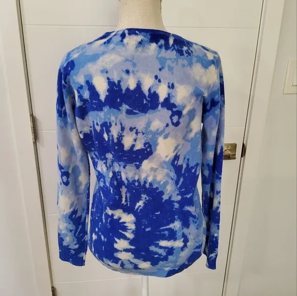 Charter Club Cashmere Tie-Dyed Blue Sweater Size L
