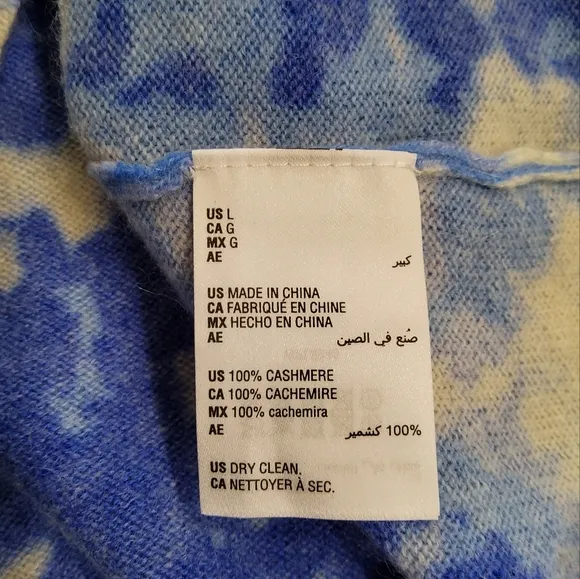 Charter Club Cashmere Tie-Dyed Blue Sweater Size L