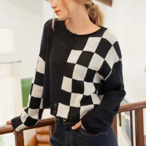 Checkerboard Sleeve Sweater