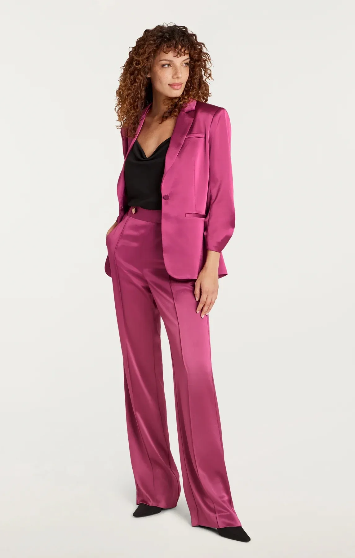 CINQ A SEPT Smooth Satin Khloe Blazer