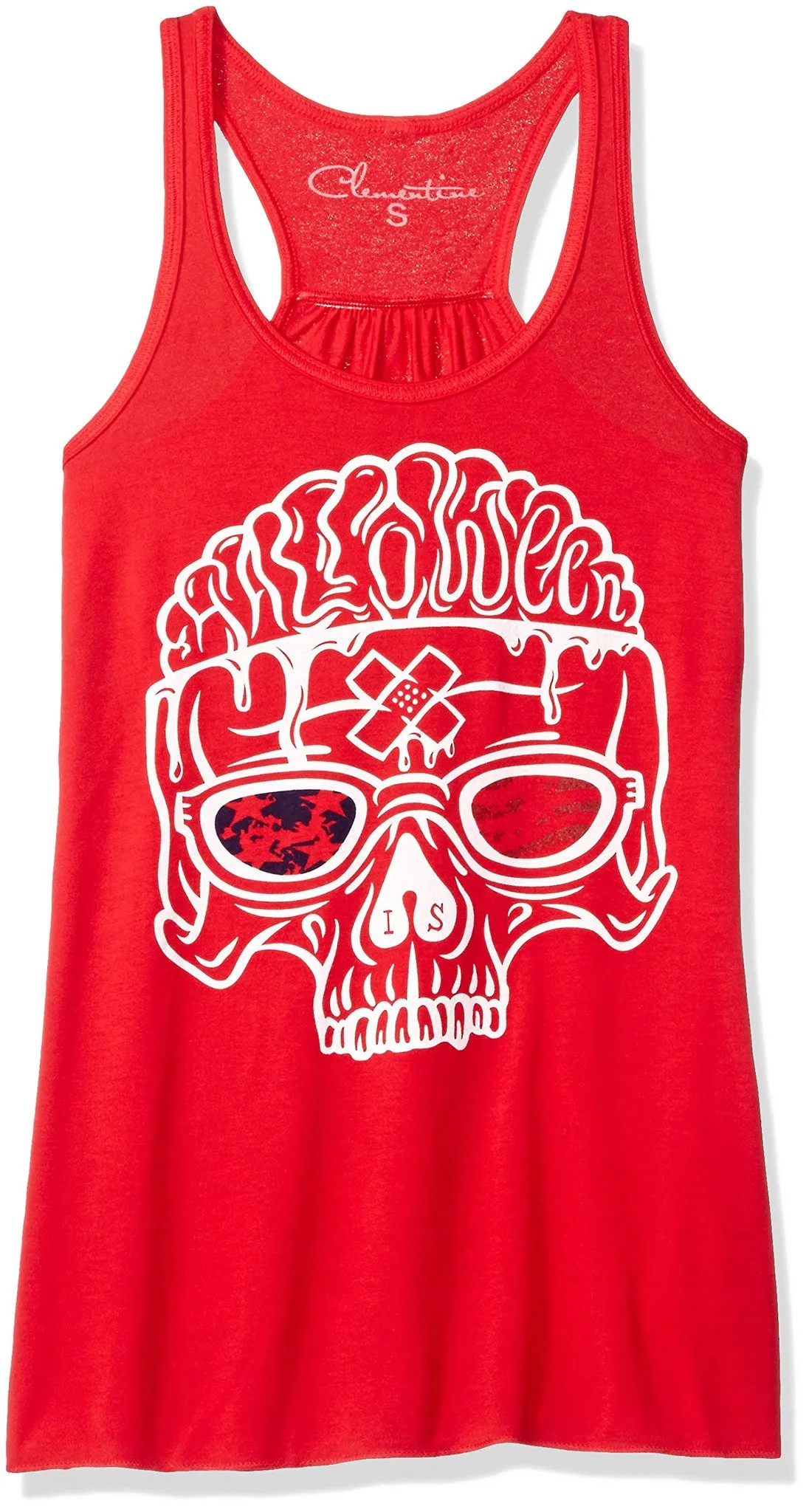Clementine Women's Petite Plus Us Skull Printed Flowy Racerback Tank Top