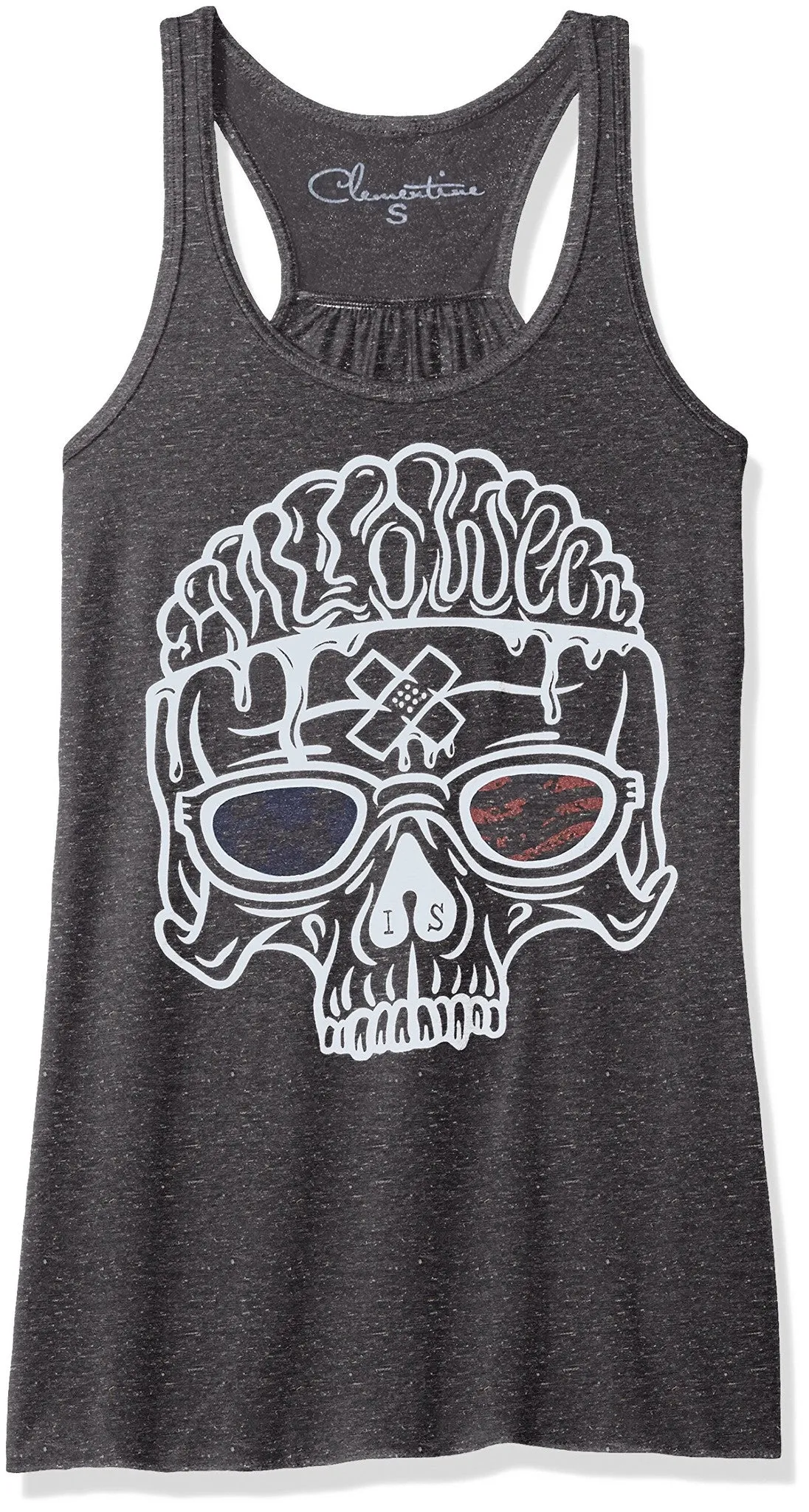 Clementine Women's Petite Plus Us Skull Printed Flowy Racerback Tank Top