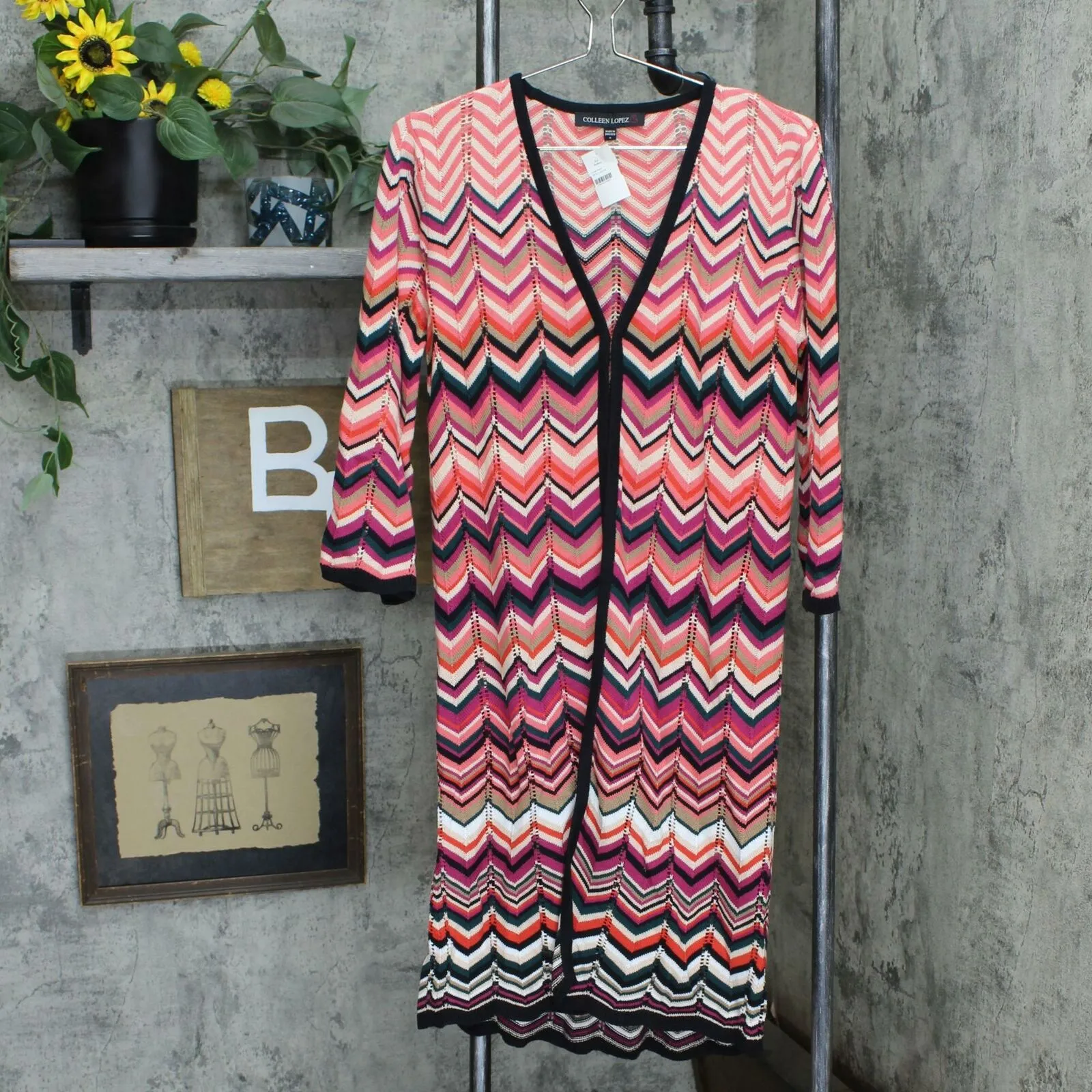 Colleen Lopez Women's Chevron Duster Cardigan Sweater