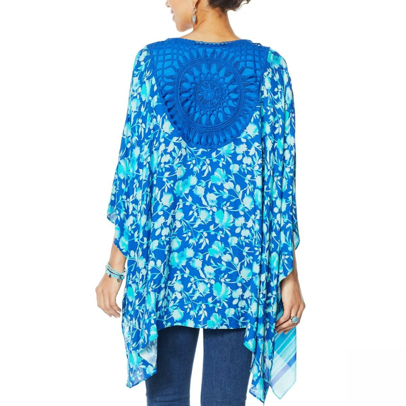 Colleen Lopez Women's Crochet Inset Kimono Topper