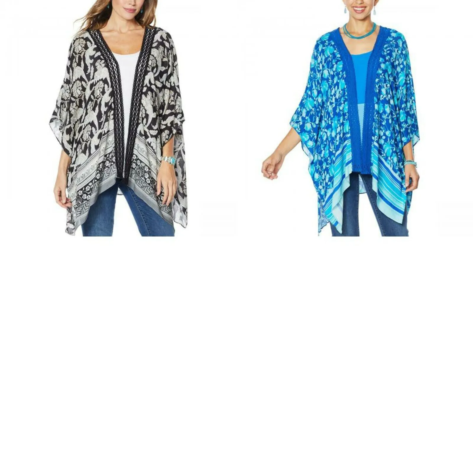 Colleen Lopez Women's Crochet Inset Kimono Topper