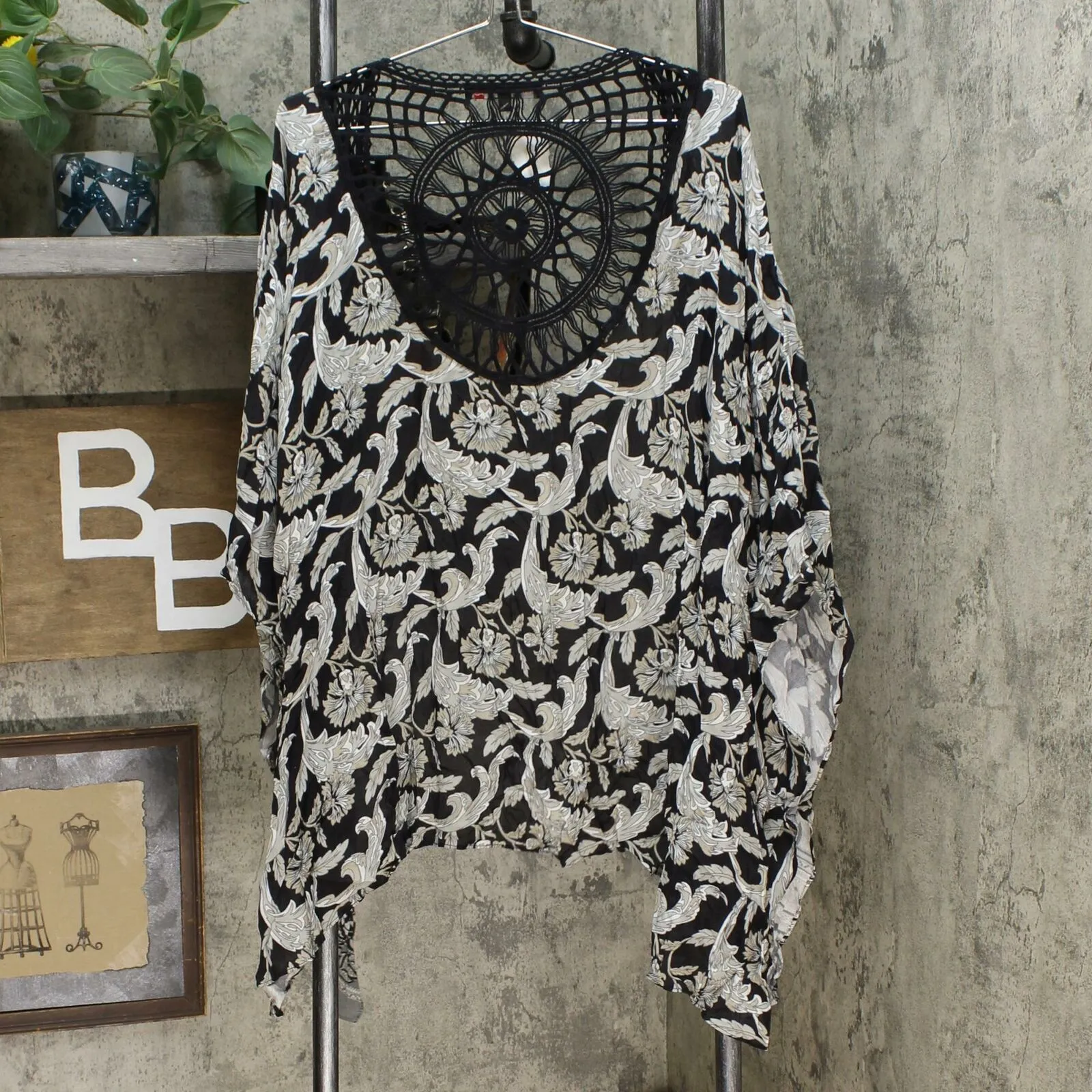 Colleen Lopez Women's Crochet Inset Kimono Topper