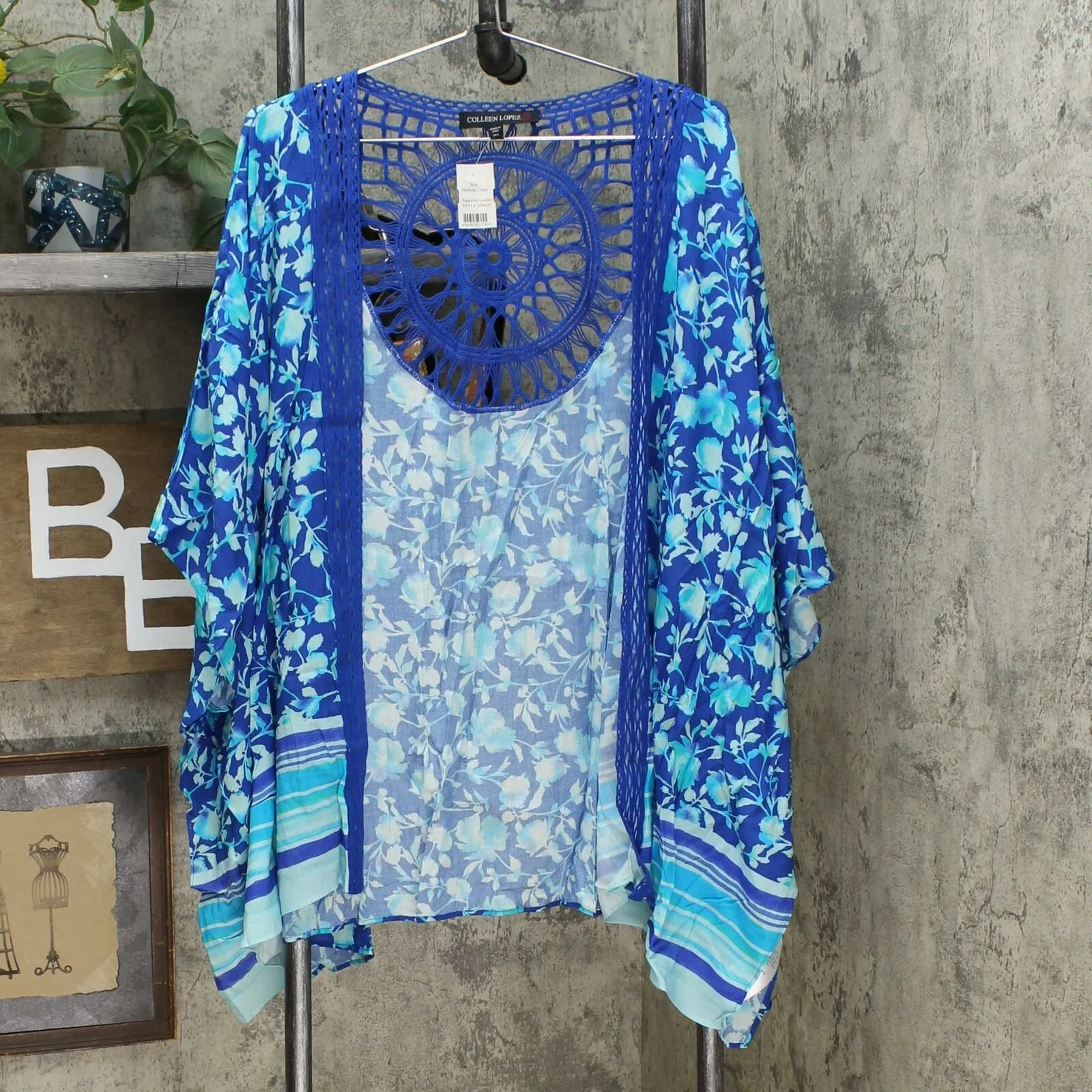 Colleen Lopez Women's Crochet Inset Kimono Topper