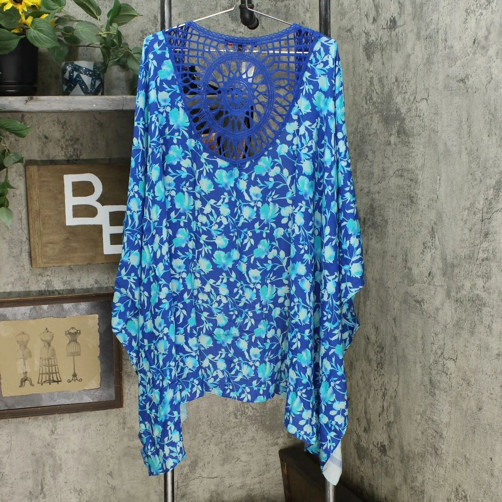 Colleen Lopez Women's Plus Size Crochet Inset Kimono Topper