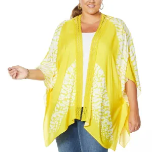 Colleen Lopez Women's Plus Size Crochet Inset Kimono Topper