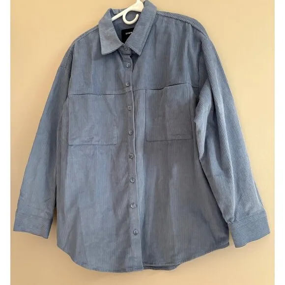Cotton On NWT Lightweight Cord Corduroy Shacket Blue Size Medium