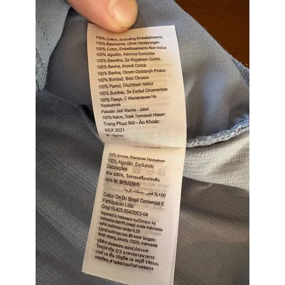 Cotton On NWT Lightweight Cord Corduroy Shacket Blue Size Medium