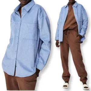 Cotton On NWT Lightweight Cord Corduroy Shacket Blue Size Medium