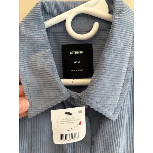 Cotton On NWT Lightweight Cord Corduroy Shacket Blue Size Medium