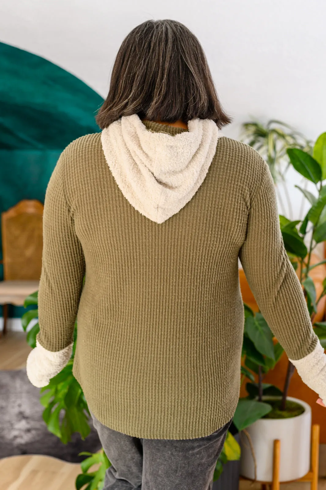 Cozy Teddy Bear Hoodie in Olive