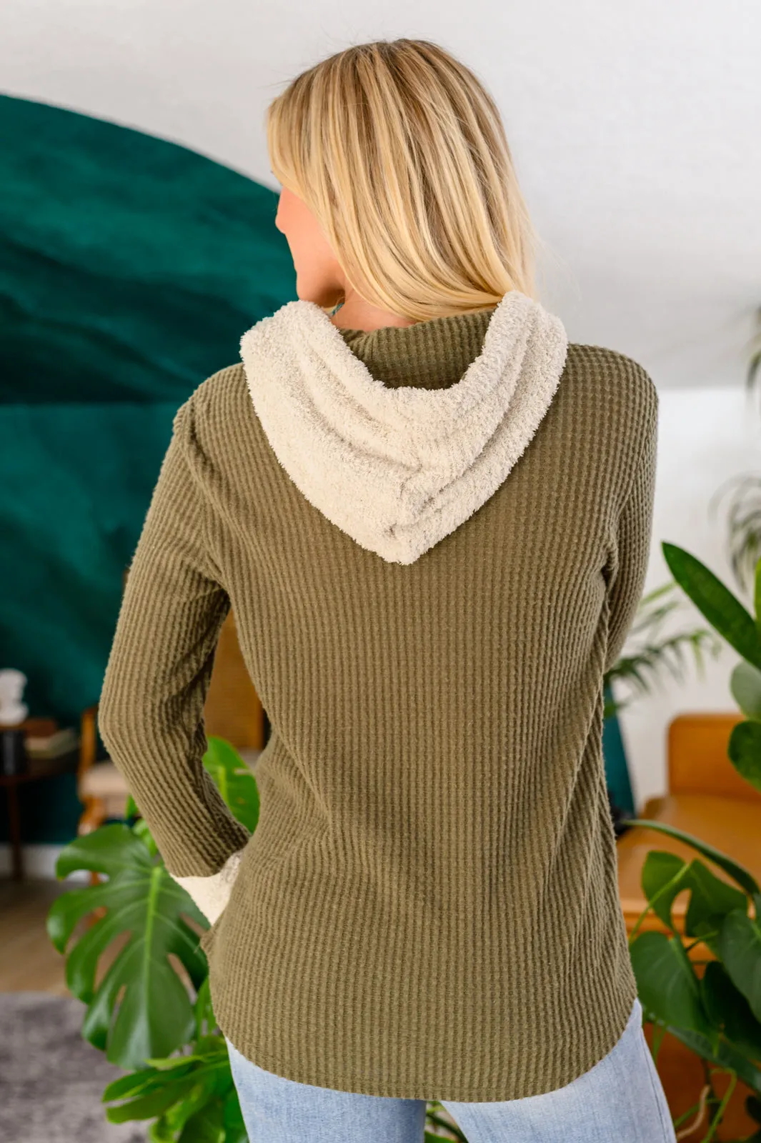 Cozy Teddy Bear Hoodie in Olive
