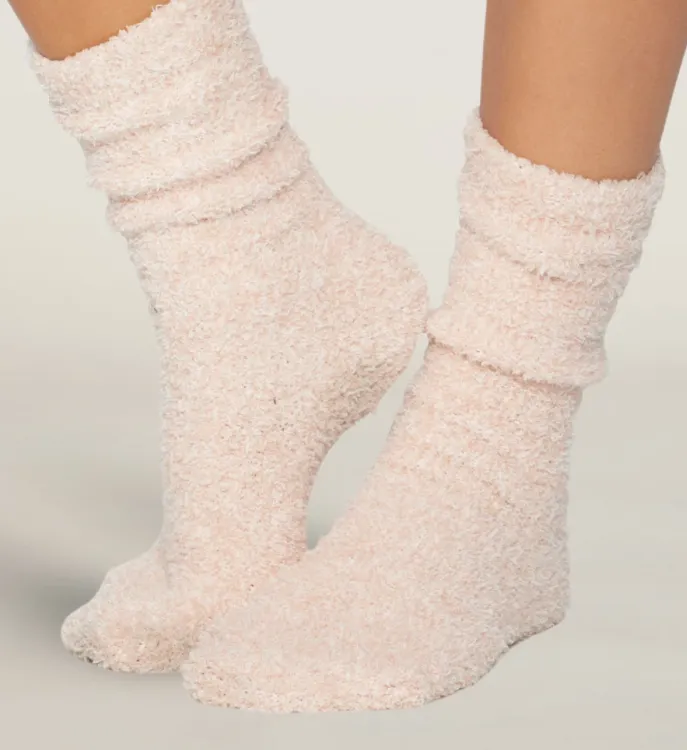 CozyChic Heathered Women's Socks - Dusty Rose/White