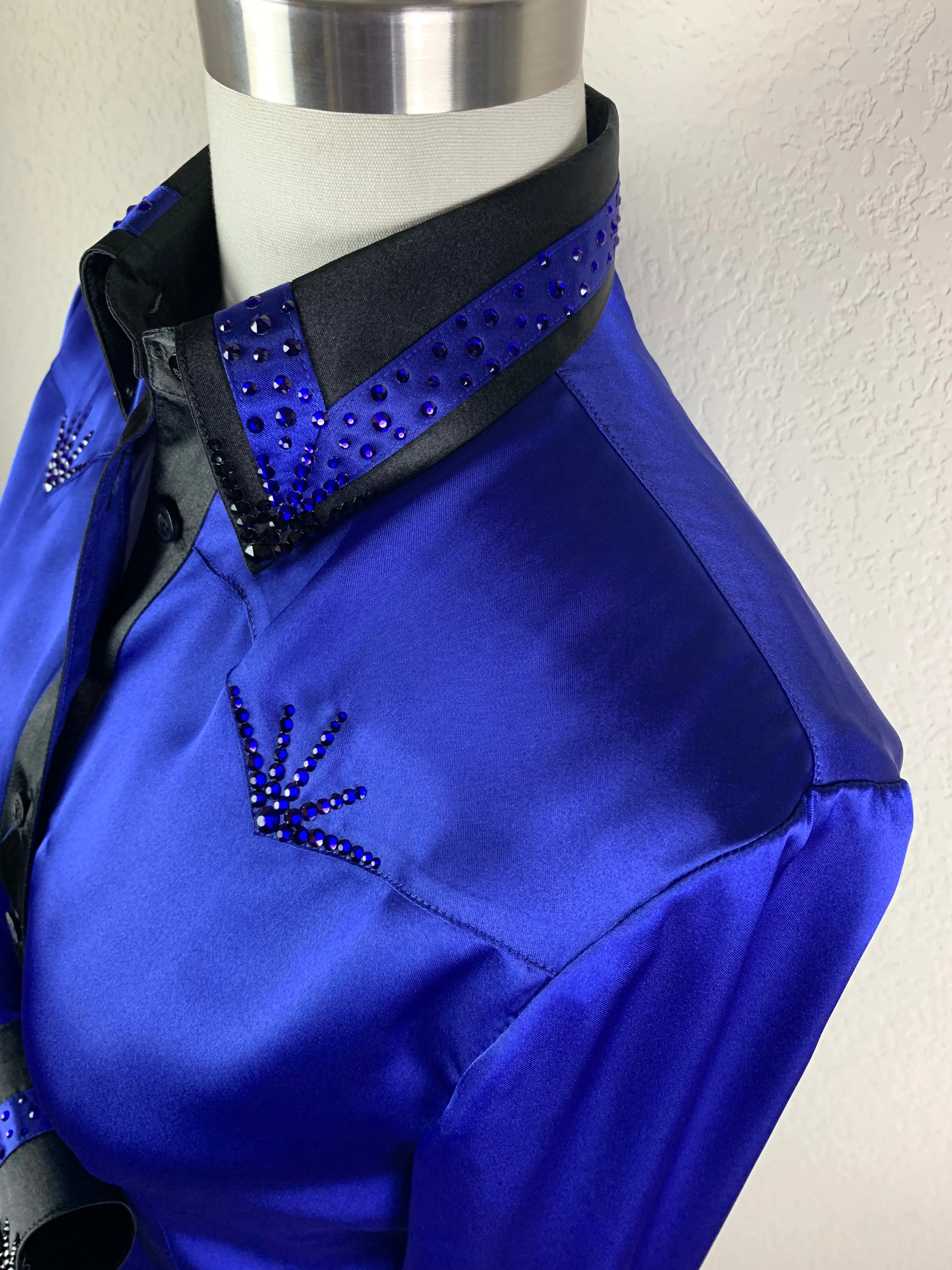 CR Special Electric Blue and Black Bold Stripe Satin