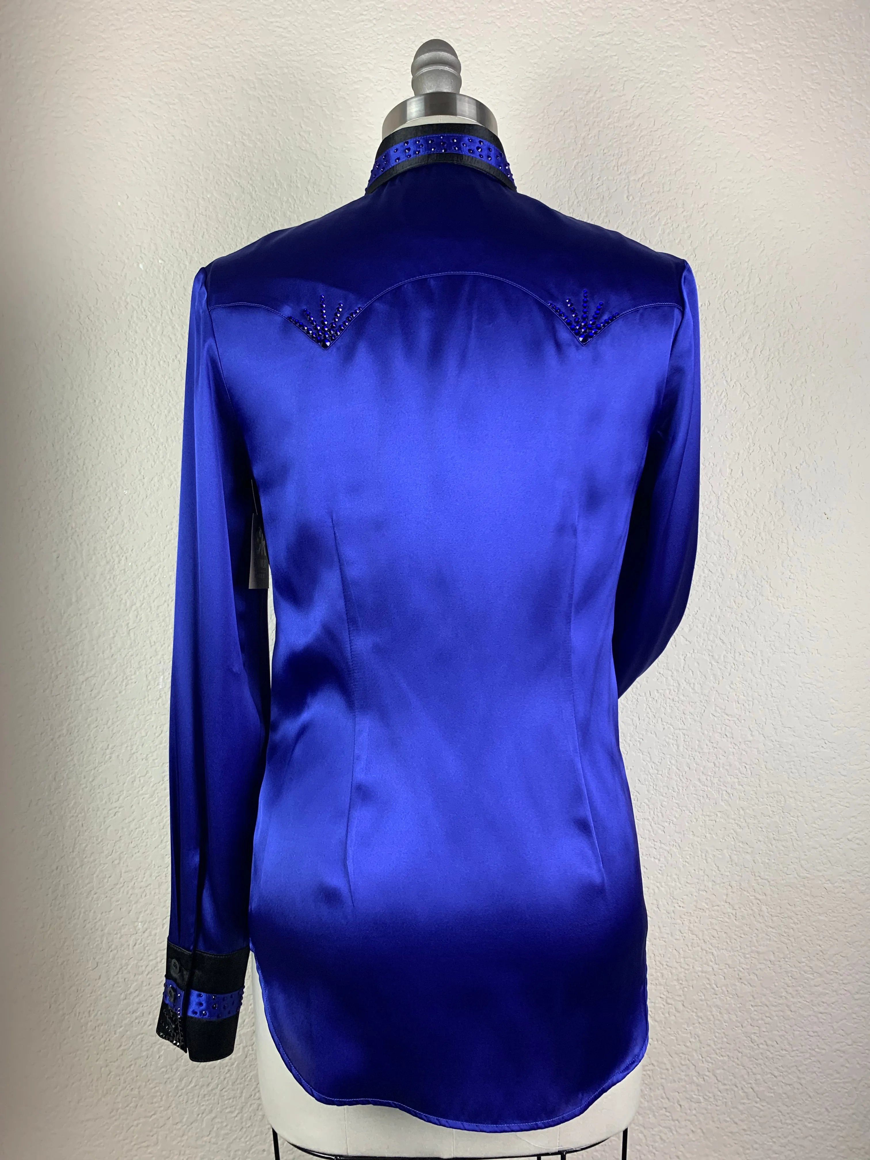 CR Special Electric Blue and Black Bold Stripe Satin