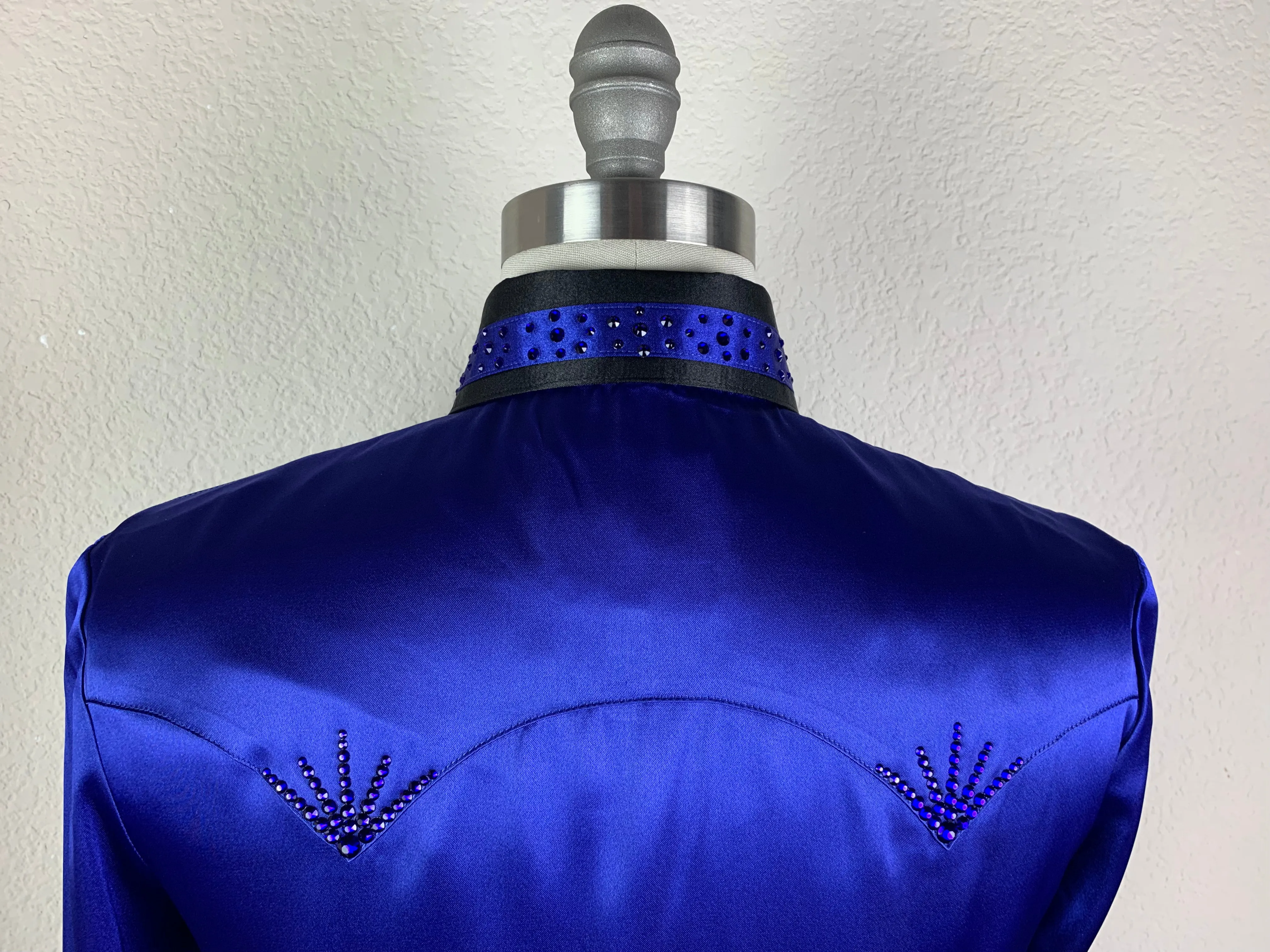 CR Special Electric Blue and Black Bold Stripe Satin