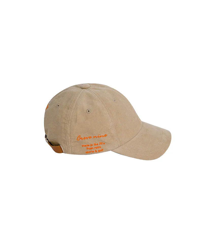 CREVE NINE: Script Logo Corduroy Ball Cap - Beige