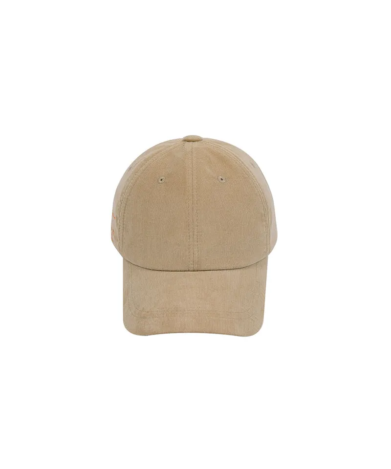CREVE NINE: Script Logo Corduroy Ball Cap - Beige