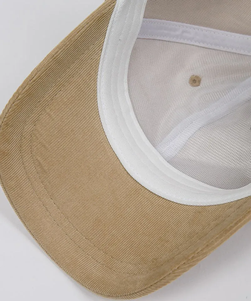 CREVE NINE: Script Logo Corduroy Ball Cap - Beige
