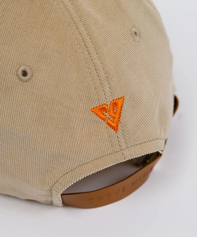 CREVE NINE: Script Logo Corduroy Ball Cap - Beige